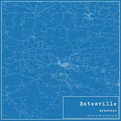 Blueprint US city map of Batesville, Arkansas.