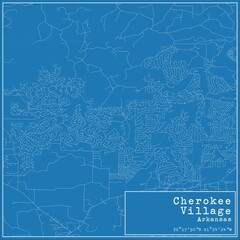 Blueprint US city map of Cherokee Village, Arkansas.
