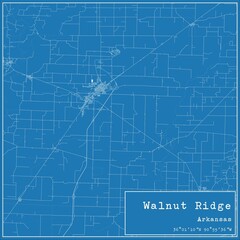 Blueprint US city map of Walnut Ridge, Arkansas.