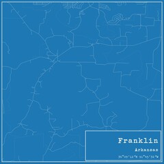 Blueprint US city map of Franklin, Arkansas.