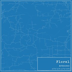 Blueprint US city map of Floral, Arkansas.