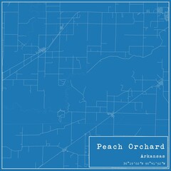 Blueprint US city map of Peach Orchard, Arkansas.