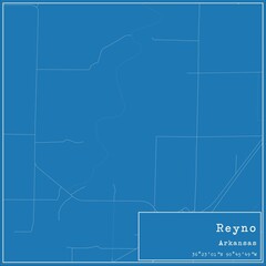 Blueprint US city map of Reyno, Arkansas.