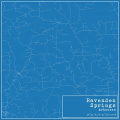 Blueprint US city map of Ravenden Springs, Arkansas.