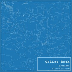 Blueprint US city map of Calico Rock, Arkansas.