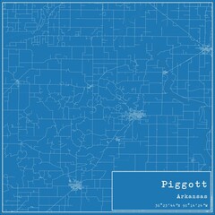 Blueprint US city map of Piggott, Arkansas.