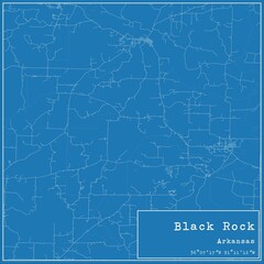 Blueprint US city map of Black Rock, Arkansas.