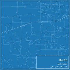 Blueprint US city map of Heth, Arkansas.