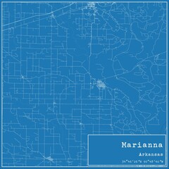 Blueprint US city map of Marianna, Arkansas.