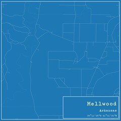Blueprint US city map of Mellwood, Arkansas.