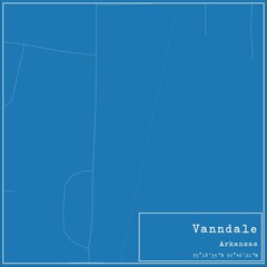 Blueprint US city map of Vanndale, Arkansas.