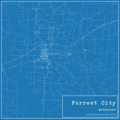 Blueprint US city map of Forrest City, Arkansas.