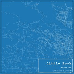 Blueprint US city map of Little Rock, Arkansas.