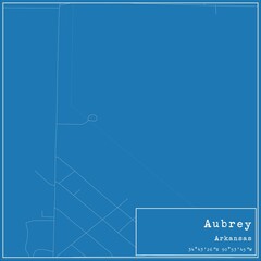 Blueprint US city map of Aubrey, Arkansas.