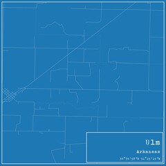 Blueprint US city map of Ulm, Arkansas.
