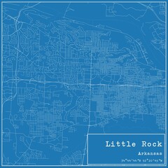 Blueprint US city map of Little Rock, Arkansas.