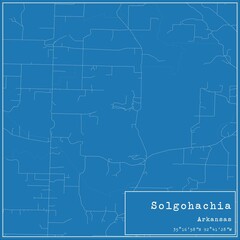 Blueprint US city map of Solgohachia, Arkansas.