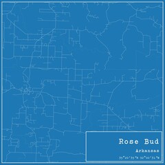 Blueprint US city map of Rose Bud, Arkansas.