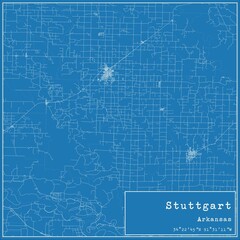 Blueprint US city map of Stuttgart, Arkansas.