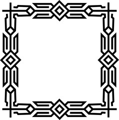Square vintage ornate decorative frame, abstract border, decorative line art frame design. For your design projects, empty space for your text, lettering images, photos and design. PNG image