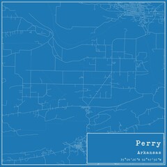Blueprint US city map of Perry, Arkansas.