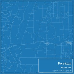 Blueprint US city map of Parkin, Arkansas.