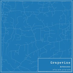 Blueprint US city map of Grapevine, Arkansas.
