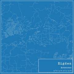 Blueprint US city map of Higden, Arkansas.