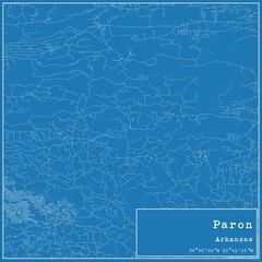 Fototapeta premium Blueprint US city map of Paron, Arkansas.