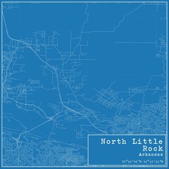 Blueprint US city map of North Little Rock, Arkansas.