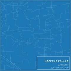Fototapeta premium Blueprint US city map of Hattieville, Arkansas.