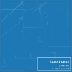 Blueprint US city map of Higginson, Arkansas.