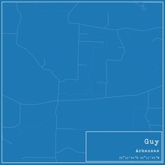 Obraz premium Blueprint US city map of Guy, Arkansas.