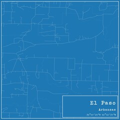 Blueprint US city map of El Paso, Arkansas.