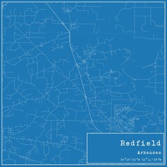 Blueprint US city map of Redfield, Arkansas.