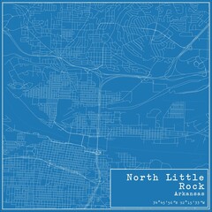 Blueprint US city map of North Little Rock, Arkansas.