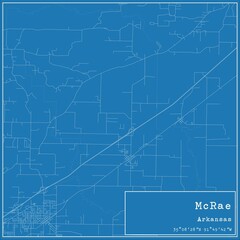 Blueprint US city map of McRae, Arkansas.