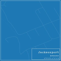 Blueprint US city map of Jacksonport, Arkansas.