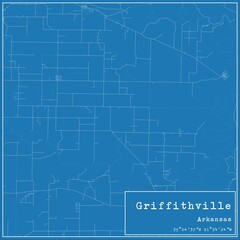 Blueprint US city map of Griffithville, Arkansas.