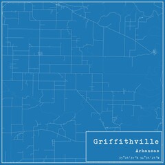 Blueprint US city map of Griffithville, Arkansas.