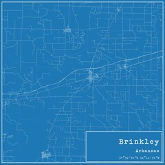 Fototapeta premium Blueprint US city map of Brinkley, Arkansas.