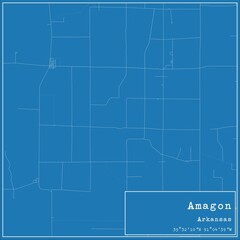 Blueprint US city map of Amagon, Arkansas.