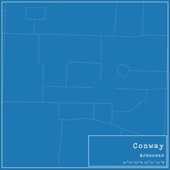 Blueprint US city map of Conway, Arkansas.