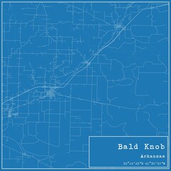 Blueprint US city map of Bald Knob, Arkansas.