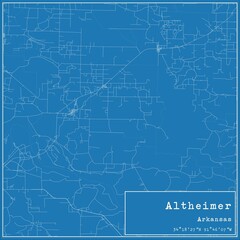 Blueprint US city map of Altheimer, Arkansas.