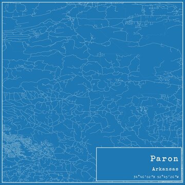 Blueprint US city map of Paron, Arkansas.