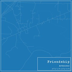 Fototapeta premium Blueprint US city map of Friendship, Arkansas.