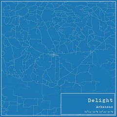 Blueprint US city map of Delight, Arkansas.