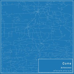 Blueprint US city map of Cove, Arkansas.