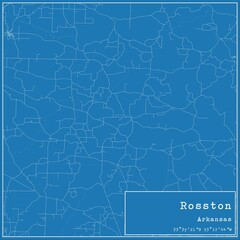 Blueprint US city map of Rosston, Arkansas.
